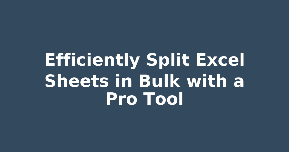 Efficiently Split Excel Sheets in Bulk with a Pro Tool