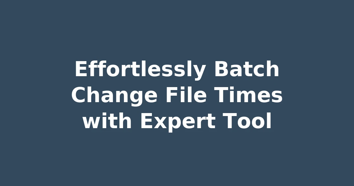 Effortlessly Batch Change File Times with Expert Tool